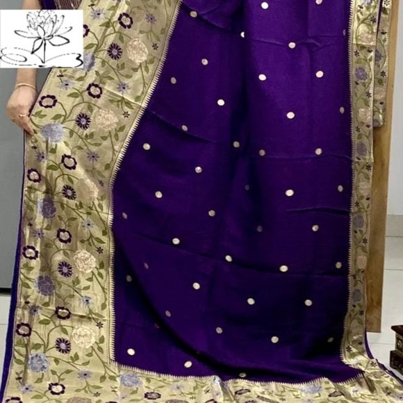 Munga crepe Silk Saree | Party Saree |  Saree for wedding | Crepe silk Saree - Picture 3 of 5